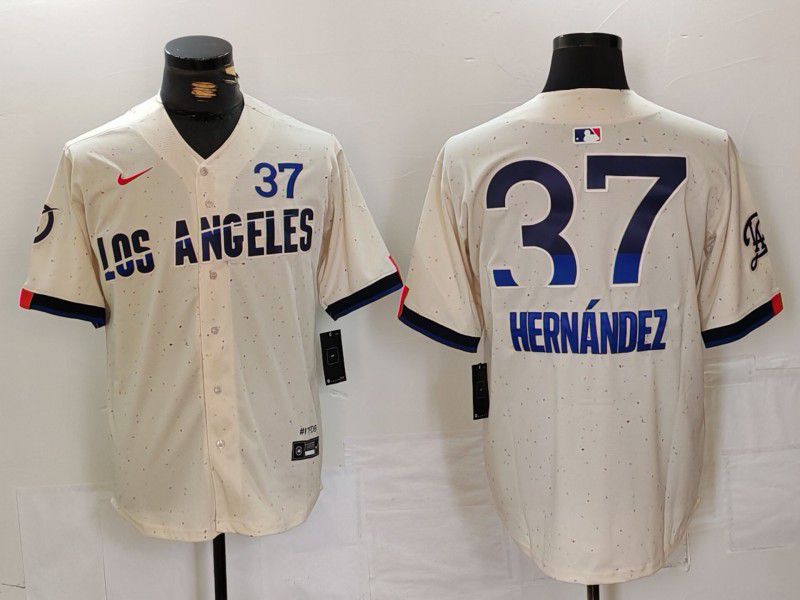 Men Los Angeles Dodgers #37 Hernandez Cream Fashion Nike Game MLB Jersey style 1->los angeles dodgers->MLB Jersey